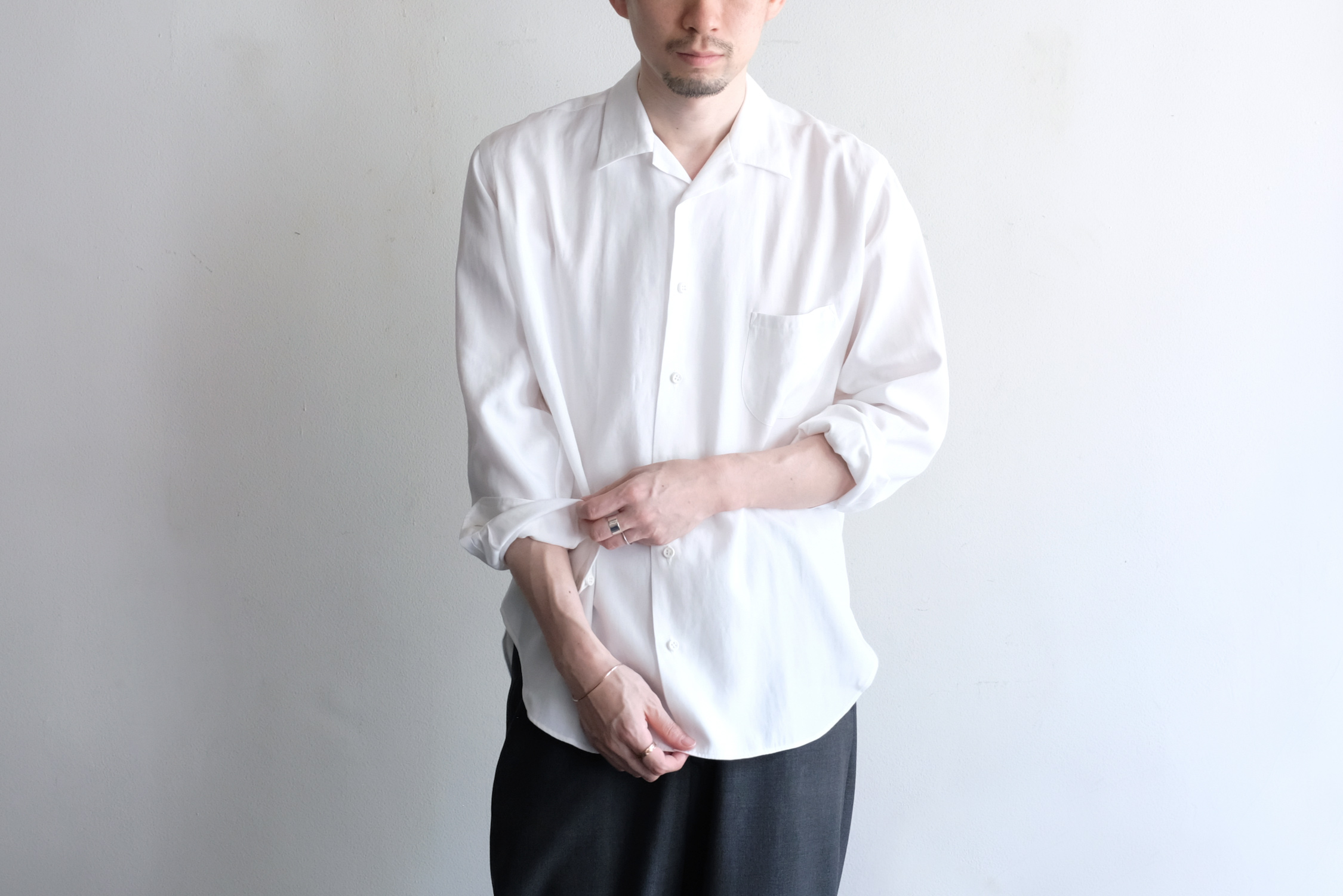 m's braque 20aw open collar shirts white