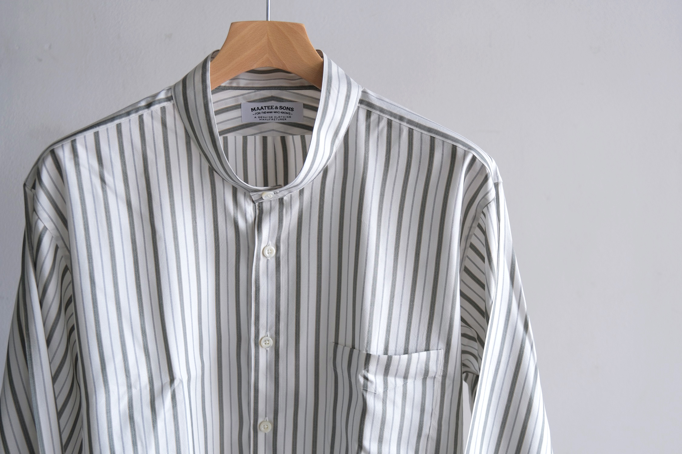 MAATEE&SONS SILK STRIPE PULL OVER SHIRTS