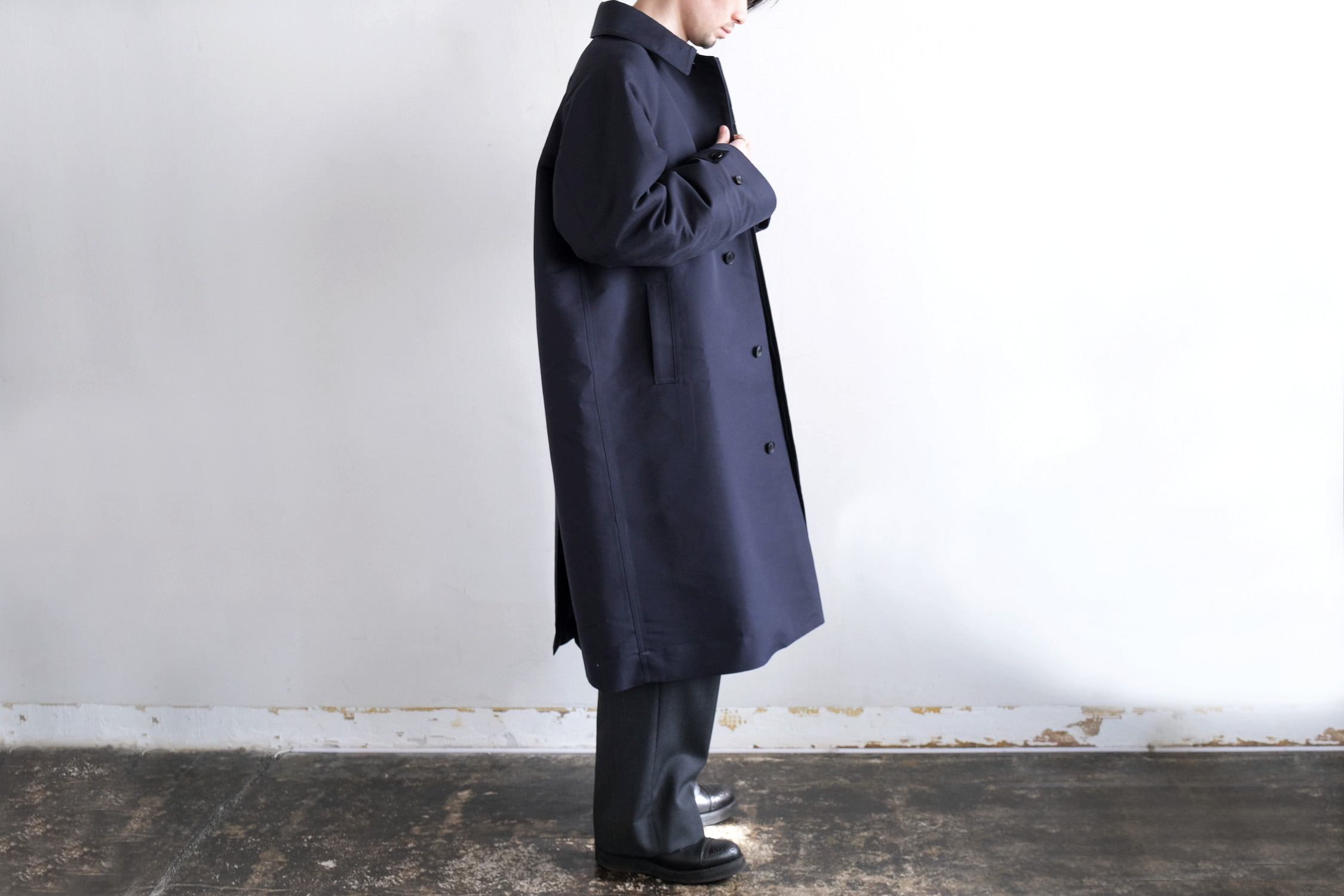 COTTON WOOL SILK DOUBLE CLOTH BAL COLLAR COAT | WUNDER